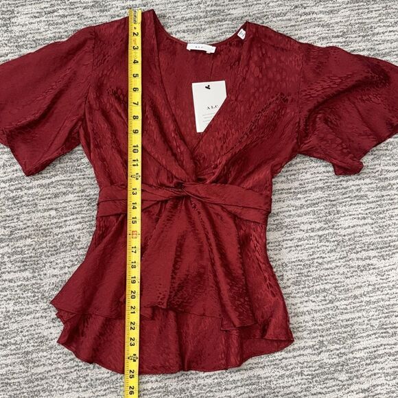 NWT ALC Alma Red Silk Wrap Front Blouse Size 2 - Picture 8 of 14